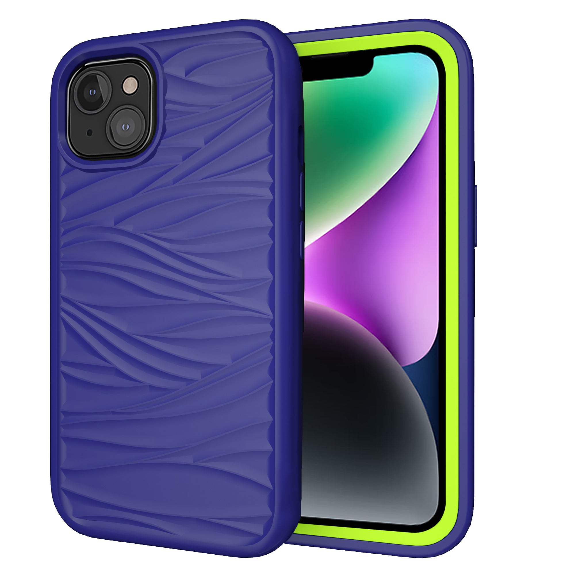 Phone Case for iPhone 14 Detachable 2-in-1 PC+Silicone Shell Anti-Slip Wave Texture Drop-proof Cover Phone Case for iPhone 14 Detachable 2-in-1 PC+Silicone Shell Anti-Slip Wave Texture Drop-proof Cover